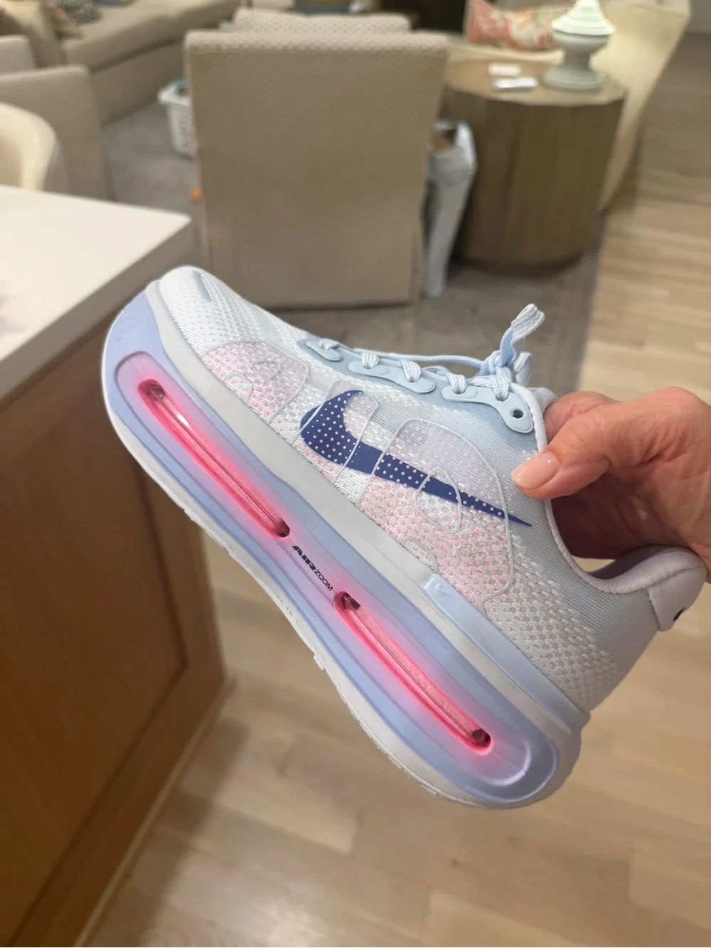 Nike Vomero Premium Air Max Lightweight Running Shoes — White with Pink Accent
